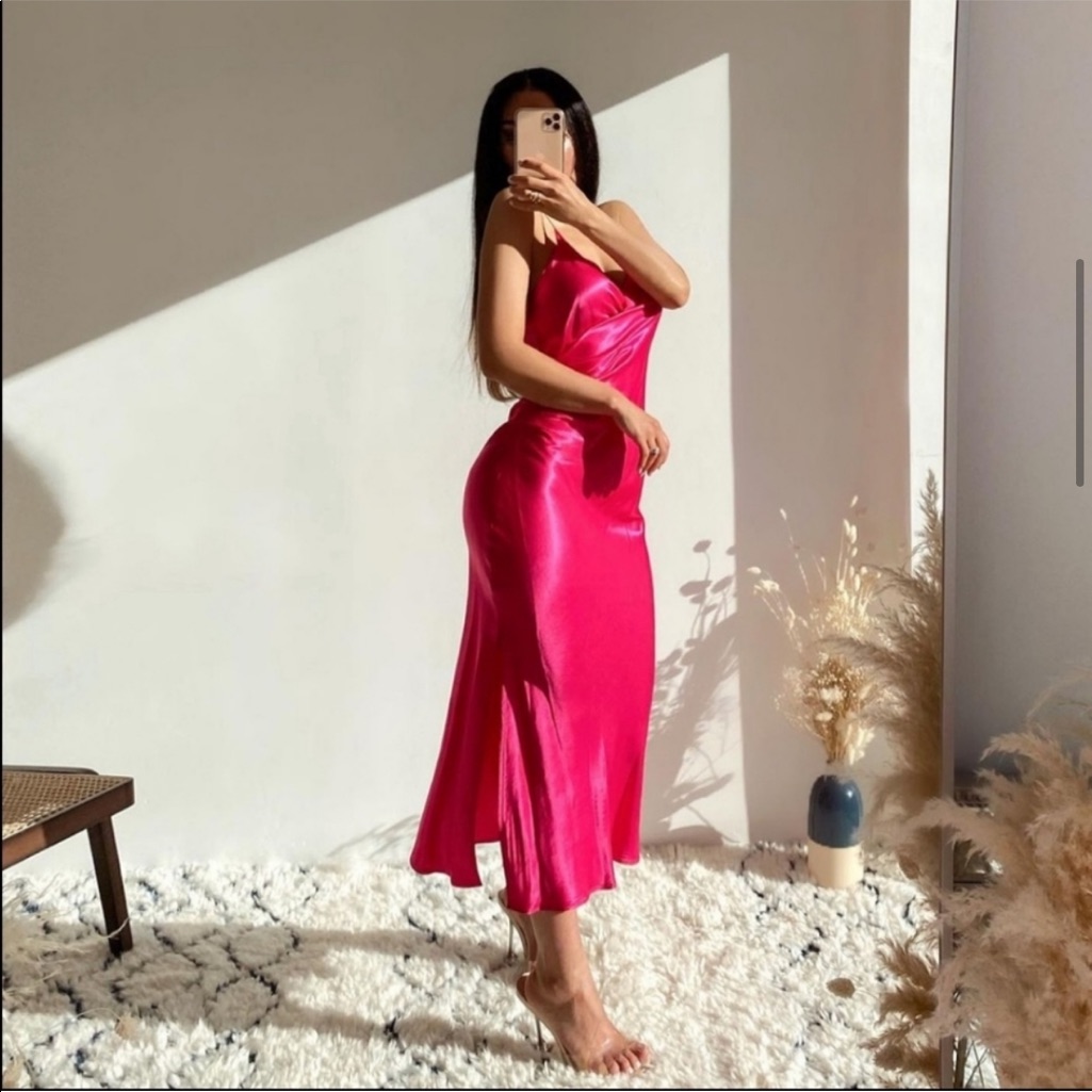 Zara Draped Lingerie Style Fuchsia Dress